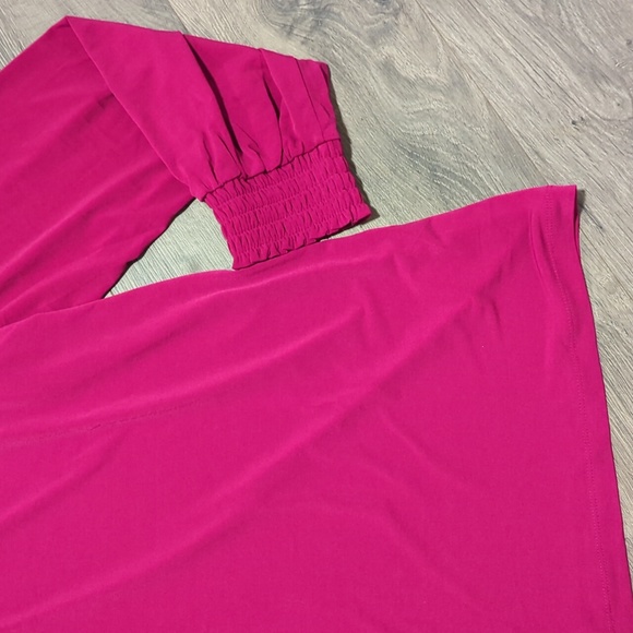 Susan Graver smock neck fuschia blouse - Picture 5 of 8